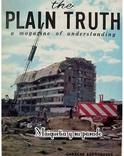 Portada de la revista The Plain Truth sobre el terremoto de Caracas de 1967